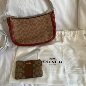 Authentic Coach Sutton CC Signature Canvas Hand Bag and Wristlet - NEW